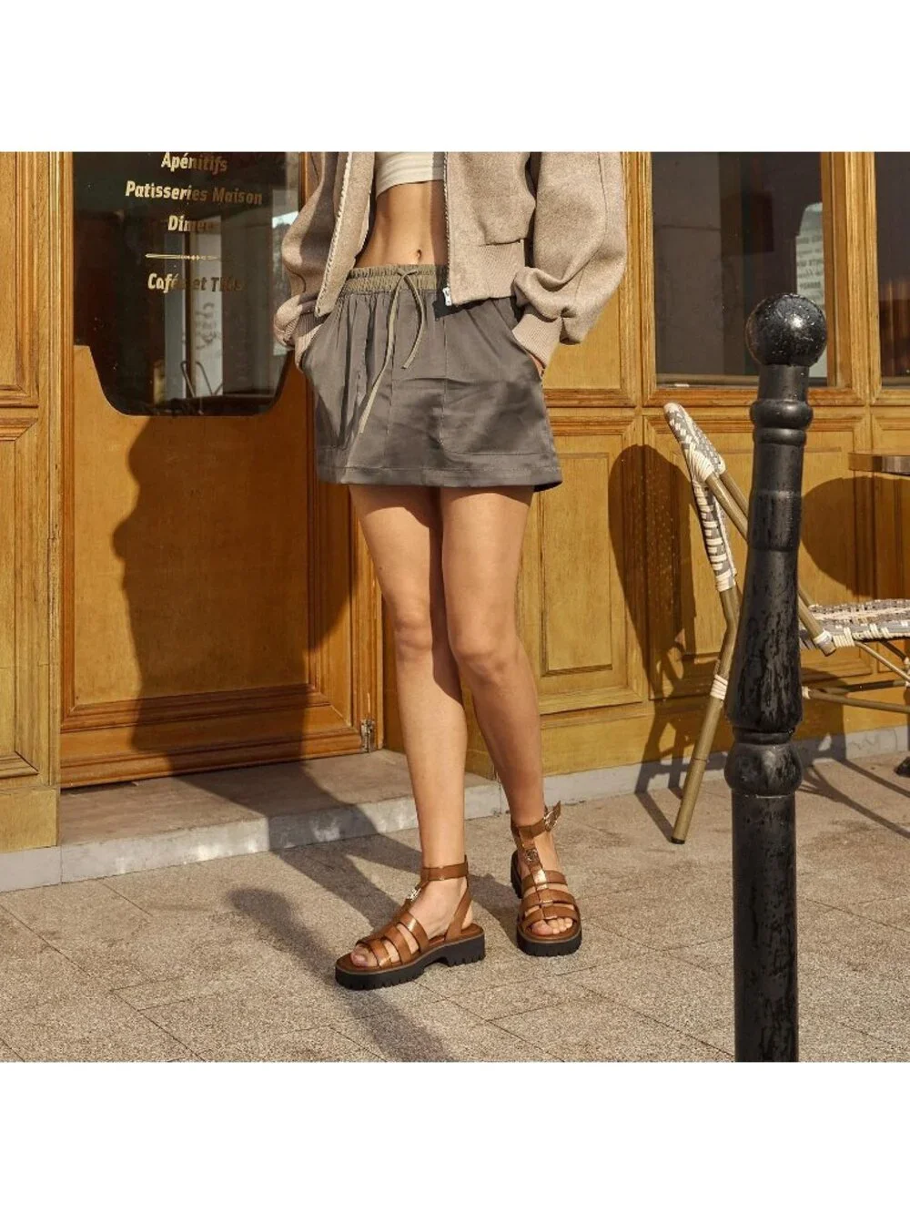 Women's Brown Chunky Gladiator Open Toe Leather Platform Fisherman Sandal Shoes